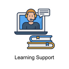 Learning Support vector Filled Outline Icon Design illustration. Educational Technology Symbol on White background EPS 10 File