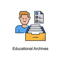 Educational Archives vector Filled Outline Icon Design illustration. Educational Technology Symbol on White background EPS 10 File