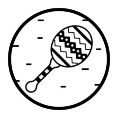 chac chac rattle design, Rumba shaker Vector Icon Design, Musical Maraca Concept,  Mexican culture symbol, Mexico Customs and Traditions Sign, Cinco De mayo stock illustration