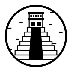 Chichen Itza concept, Temple of Kukulcan El Castillo vector icon design,  Mexican culture symbol, Mexico Customs and Traditions Sign, Cinco De mayo stock illustration