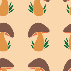Mashroom hand drawn seamless pattern. Textile Texture.