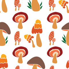 Mashroom hand drawn seamless pattern. Textile Texture.