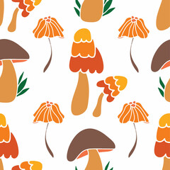 Mashroom hand drawn seamless pattern. Textile Texture.