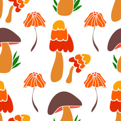 Mashroom hand drawn seamless pattern. Textile Texture.