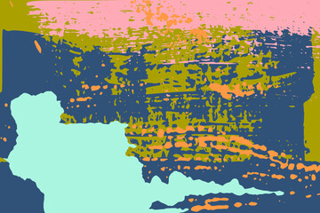 Obraz premium Abstract painted background. Trendy graphic artwork for poster, cover, invitation, placard, brochure, flyer. Vector illustration with paint strokes and shapes in pastel retro colors.