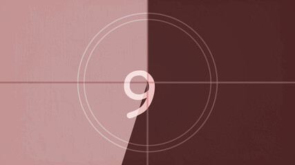 Countdown on the old movie screen. 