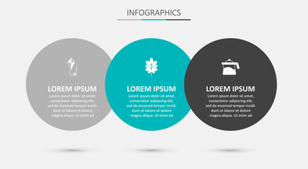 Set Leaf, Kite and Teapot. Business infographic template. Vector