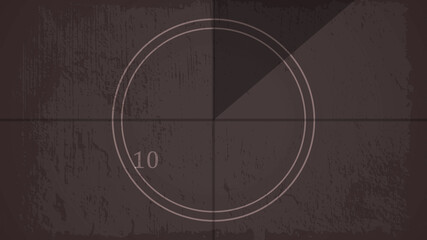 Obraz premium Countdown on the old movie screen. 