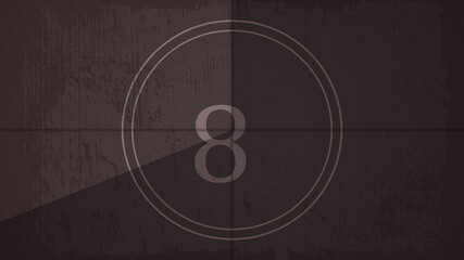 Countdown on the old movie screen. 