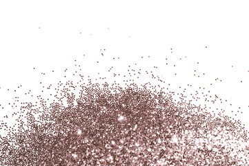 Pink glitter on white background