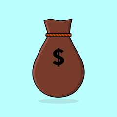sack flat, money bag flat vector design illustration logo icon