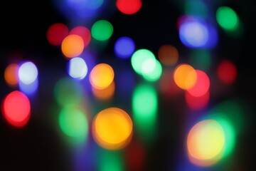 colored bokeh on a black background