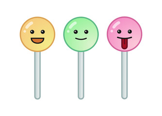 Cute happy lollipops vector