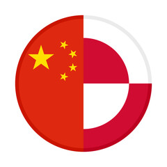 round icon with china and greenland flags. vector illustration isolated on white background