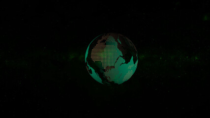 Digital earth rotating. Earth globe rotating with plexus motion background. Futuristic communication concept, Seamless loop 4k animation.