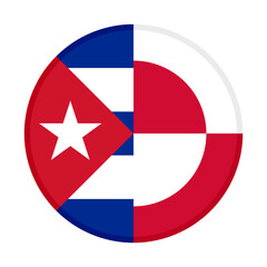round icon with cuba and greenland flags. vector illustration isolated on white background