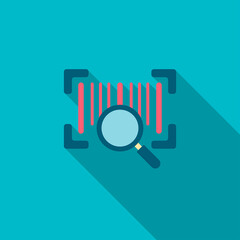 Bar code icon, Vector flat long shadow design. Shipping and logisticst concept.