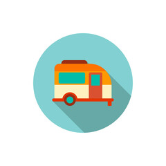 Travel trailer icon, Vector flat long shadow design. Transport concept.Art & Illustration
