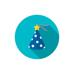 Party hat icon , Vector flat long shadow design.