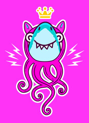 Obraz na płótnie Canvas baby shark character vector with octopus