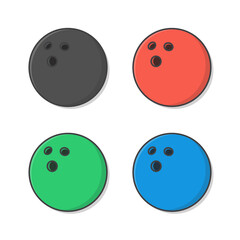 Bowling Balls Vector Icon Illustration. Set Of Bowling Ball Flat Icon