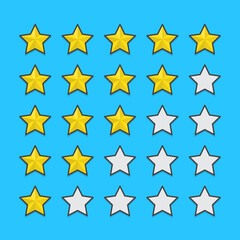 Obraz premium Five Stars Quality Rating Vector Icon Illustration. Customer Product Rating Review Flat Icon