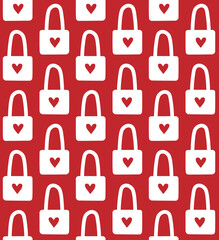 Vector seamless pattern of hand drawn doodle sketch lock isolated on red background