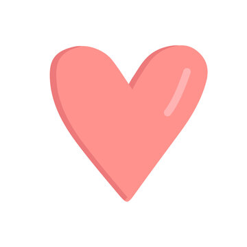 Vector flat cartoon pink heart isolated on white background
