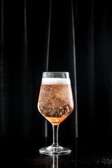 Wine Glass with bubbles. drink, holidays party concept