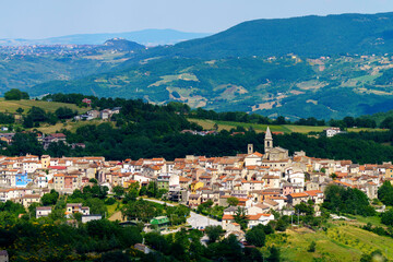 Fototapeta na wymiar Landscape in Molise near Macchiagodena and Frosolone. View of Sant Elena Sannita