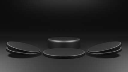 3d sale podium, black stage to show your produce in studio and display in showroom, Special offer composition concept
