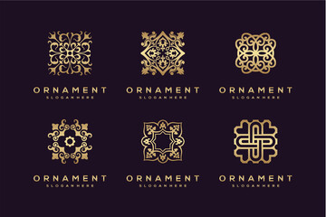 Fototapeta na wymiar Ornament floral logo and icon design set