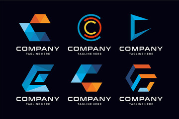 Letter c colorful logo and icon design set