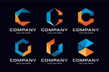 Letter c colorful logo and icon design set