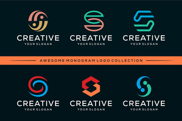 abstract initial s, monogram logo design template