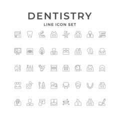 Set line icons of dentistry