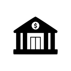 Bank Build Icon in black flat glyph, filled style isolated on white background