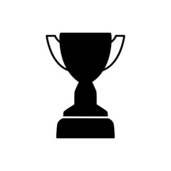 award trophy icon in black flat glyph, filled style isolated on white background