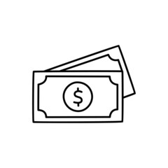 Money Icon  in black line style icon, style isolated on white background