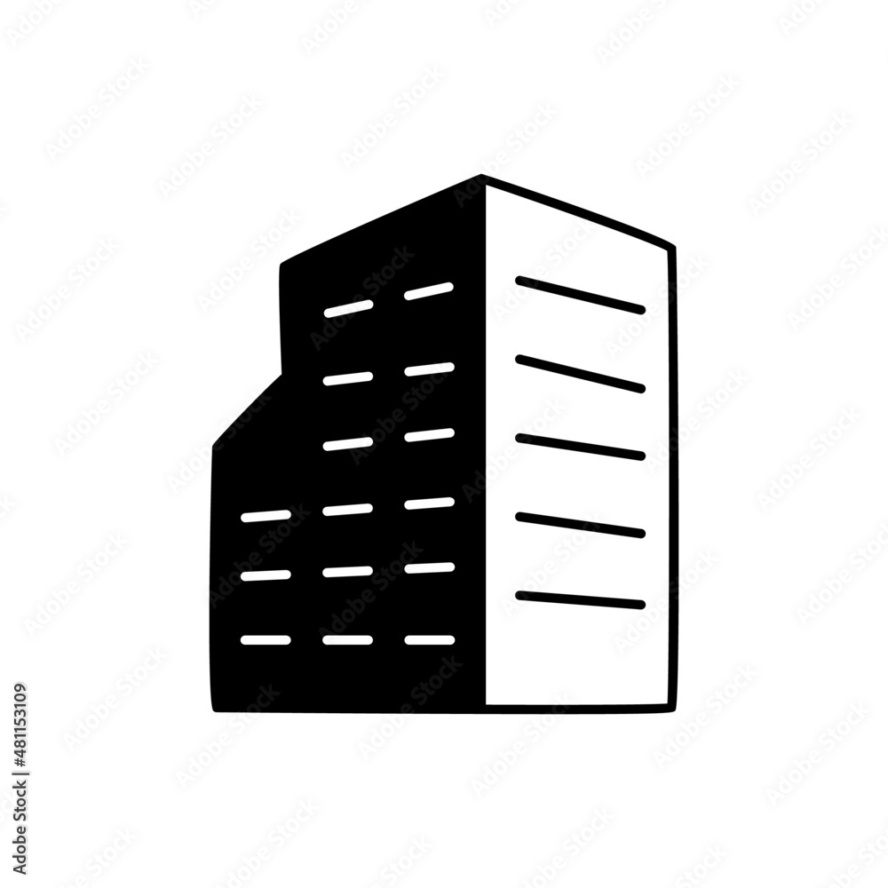 Wall mural Office building Icon in black flat glyph, filled style isolated on white background