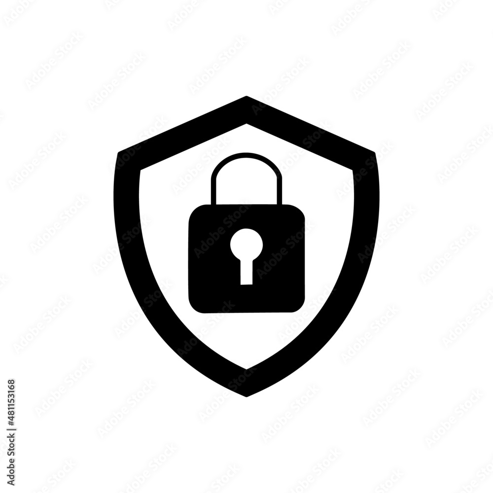 Poster Secure Icon in black flat glyph, filled style isolated on white background