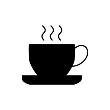 Coffee Icon in black flat glyph, filled style isolated on white background