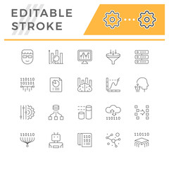 Set line icons of data analytics