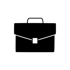 Briefcase Icon in black flat glyph, filled style isolated on white background