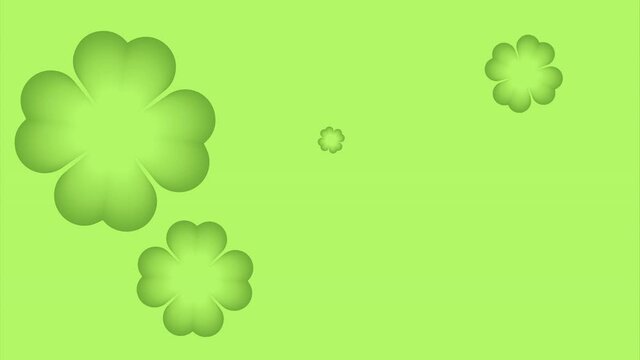 Clover leaves loop on a light green background. Four-leaf clover leaves appear and disappear rotating on a light green background. 4k.