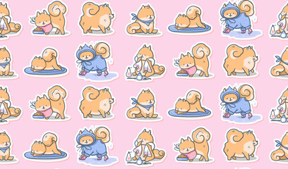 Seamless pattern with funny cartoon pets