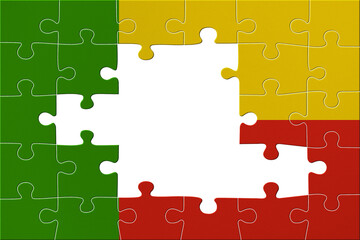 World countries. Puzzle- frame background in colors of national flag. Benin