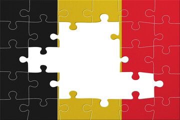World countries. Puzzle- frame background in colors of national flag. Belgium
