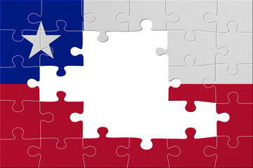 World countries. Puzzle- frame background in colors of national flag. Chile