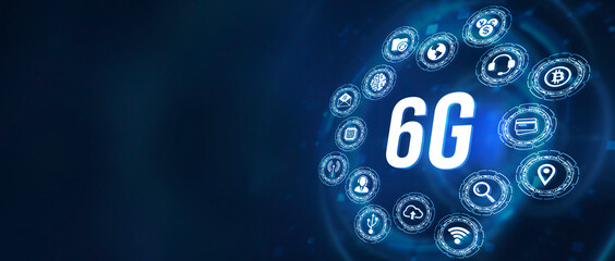 Internet, business, Technology and network concept. The concept of 6G network, high-speed mobile Internet, new generation networks. 3d illustration.